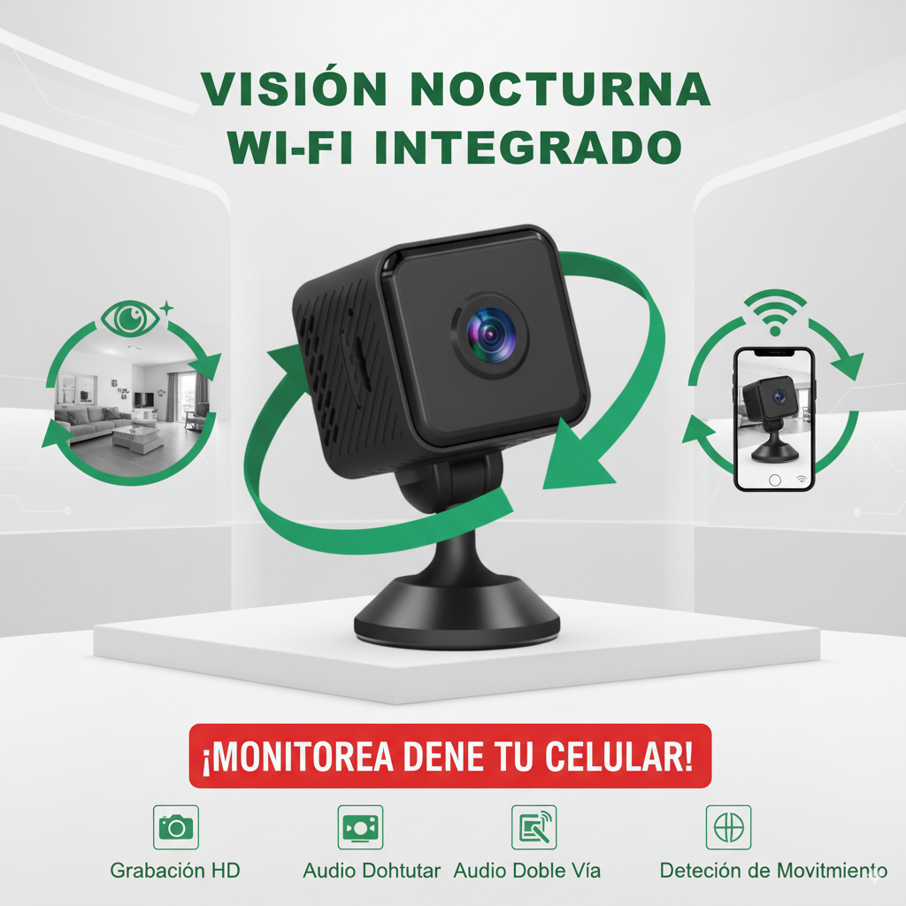 PROMO 2x1 Cámara Espía Mini de Seguridad Wi-Fi 1080p con Visión Nocturna