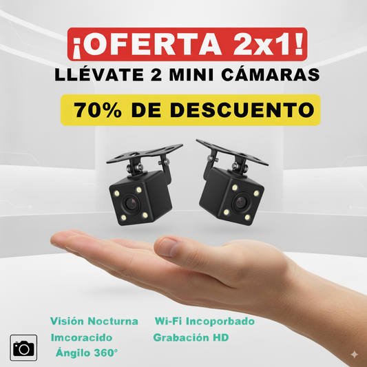 PROMO 2x1 Cámara Espía Mini de Seguridad Wi-Fi 1080p con Visión Nocturna