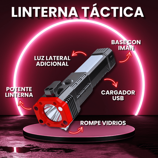 Linterna Táctica Multiuso 5 en 1 - Recargable y de Emergencia